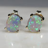 Natural Australian Crystal Opal Gold Earring Studs