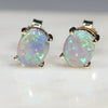Natural Australian Crystal Opal Gold Earring Studs