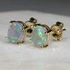 Natural Australian Crystal Opal Gold Earring Studs