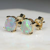 Natural Australian Crystal Opal Gold Earring Studs