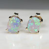 Natural Australian Crystal Opal Gold Earring Studs