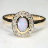 Australian White Boulder Opal and Diamond  Gold Ring Size 8 Code -RL21