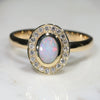Australian White Boulder Opal and Diamond  Gold Ring Size 8 Code -RL21