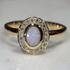Australian White Boulder Opal and Diamond  Gold Ring Size 8 Code -RL21
