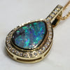 Natural Australian Boulder Opal and Diamond Gold Pendant Code (15mm x 10mm) -PL45