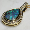 Natural Australian Boulder Opal and Diamond Gold Pendant Code (15mm x 10mm) -PL45