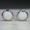 Natural Australian White  Opal  Silver Stud Earring