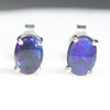 Natural Australian Black Opal  Silver Stud Earring Code -B03