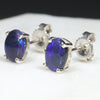 Natural Australian Black Opal  Silver Stud Earring Code -B03
