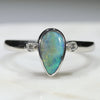 Australian Solid Boulder Opal and Diamond Silver Ring - Size 7.75 Code - SRD45