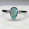 Australian Solid Boulder Opal and Diamond Silver Ring - Size 7.75 Code - SRD45