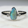 Australian Solid Boulder Opal and Diamond Silver Ring - Size 7.75 Code - SRD45