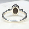 Australian Solid Boulder Opal and Diamond Silver Ring - Size 5.75