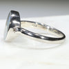 Australian Solid Boulder Opal and Diamond Silver Ring - Size 7