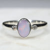 Natural Australian Opal And Diamond Silver Ring