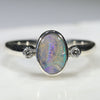 Australian Solid Boulder Opal and Diamond Silver Ring - Size 7 Code - SRD51
