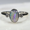 Australian Solid Boulder Opal and Diamond Silver Ring - Size 7 Code - SRD51