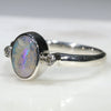 Australian Solid Boulder Opal and Diamond Silver Ring - Size 7 Code - SRD51