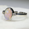Natural Australian Opal and Diamond Silver Ring