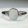Australian Solid Boulder Opal and Diamond Silver Ring - Size 7 Code - SRD91