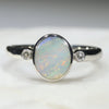 Australian Solid Boulder Opal and Diamond Silver Ring - Size 7 Code - SRD91