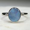 Australian Solid Boulder Opal and Diamond Silver Ring - Size 7.5 Code - SRD50