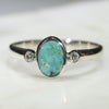 Australian Solid Boulder Opal and Diamond Silver Ring - Size 7.5 Code - SRD58
