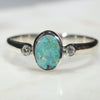Australian Solid Boulder Opal and Diamond Silver Ring - Size 7.5 Code - SRD58