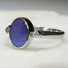 Beautiful Ocean Blue Silver and Diamond Opal Ring