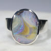 Australian Solid Boulder Opal Silver Ring - Size 9.5