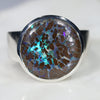 Australian Solid Boulder Opal Matrix Silver Ring - Size 9.5 Code - SM70