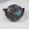 Australian Solid Boulder Opal Matrix Silver Ring - Size 9.5 Code - SM70