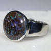 Australian Solid Boulder Opal Matrix Silver Ring - Size 9.5 Code - SM70