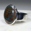 Natural Australian Solid Opal Matrix Silver Ring
