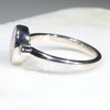 Australian Solid Boulder Opal and Diamond Silver Ring - Size 6.25