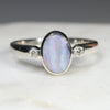 Natural Australian Boulder Opal Silver Ring with Diamonds