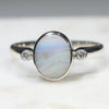 Delicate Opal Colours on Silver and Diamond Ring