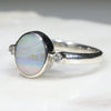 Australian Solid Boulder Opal and Diamond Silver Ring - Size 6.5 Code - SRD70