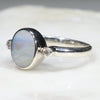 Australian Solid Boulder Opal and Diamond Silver Ring - Size 6.5 Code - SRD70