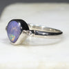 Australian Solid Boulder Opal and Diamond Silver Ring - Size 6.5 Code - SRD68