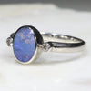 natural Australian Opal and Diamond Silver Ring