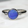 Australian Solid Boulder Opal and Diamond Silver Ring - Size 6.5 Code - SRD60