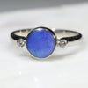 Australian Solid Boulder Opal and Diamond Silver Ring - Size 6.5 Code - SRD60
