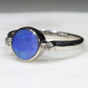 Australian Solid Boulder Opal and Diamond Silver Ring - Size 6.5 Code - SRD60