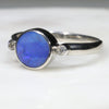 Australian Solid Boulder Opal and Diamond Silver Ring - Size 6.5 Code - SRD60