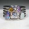 Natural Opal and Gemstone Silver Ring