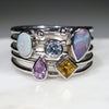 Beautiful Natural Opal and Gemstone Silver Ring