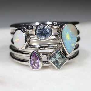 Sterling Silver Opal Gemstone Ring