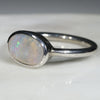 Natural Australian Solid Boulder Opal Silver Ring