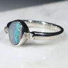 Silver Opal and Diamond Ring Side View